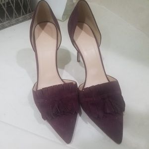 J. Crew Elsie Suede d'Orsay Fringe Pumps - Size 10